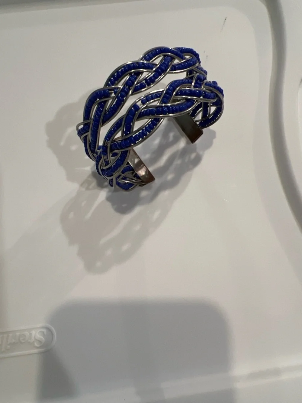 Blue Braided Enamel Cuff Bracelet